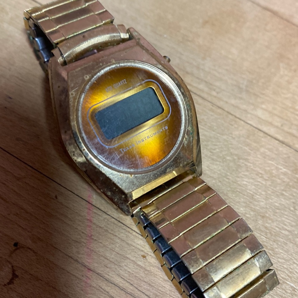 vintage "TEXAS INSTRUMENTS" (TI3H) LCD QUARTZ WRISTWATCH wrist watch T TI 3H WOW